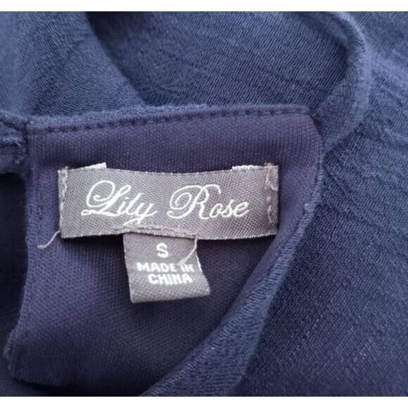 LILY ROSE NAVY MAXI DRESS W/ EMBELLISHED NECK SZ.S EUC. - Picture 6 of 8